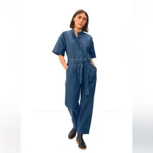 Everlane The Fatigue Short-Sleeve Jumpsuit Boiler Suit Slate Blue Size 4